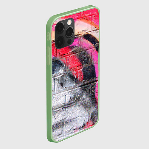 Чехол iPhone 12 Pro Max Граффити на кирпичной стене - фрагмент / 3D-Салатовый – фото 2