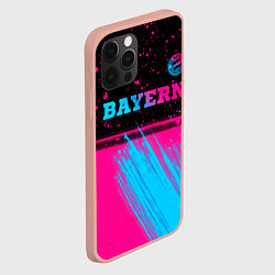 Чехол для iPhone 12 Pro Max Bayern - neon gradient: символ сверху, цвет: 3D-светло-розовый — фото 2