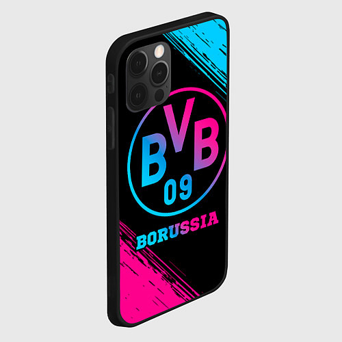 Чехол iPhone 12 Pro Max Borussia - neon gradient / 3D-Черный – фото 2