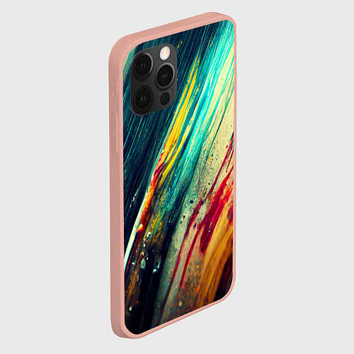 Чехол iPhone 12 Pro Max Темные и яркие потеки краски / 3D-Светло-розовый – фото 2