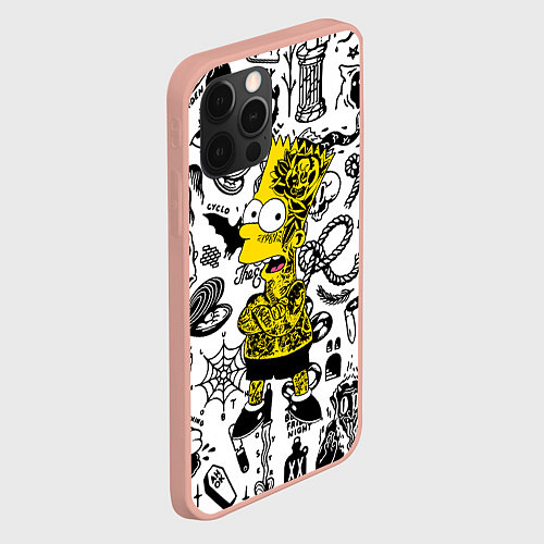 Чехол iPhone 12 Pro Max Барт Симпсон весь в татухах - Hype / 3D-Светло-розовый – фото 2