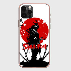 Чехол для iPhone 12 Pro Max Самурай, Катаны и Красное Солнце, цвет: 3D-светло-розовый
