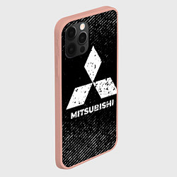 Чехол для iPhone 12 Pro Max Mitsubishi с потертостями на темном фоне, цвет: 3D-светло-розовый — фото 2