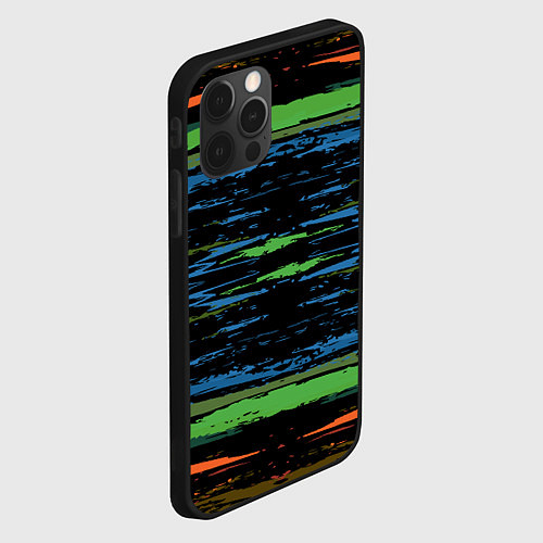 Чехол iPhone 12 Pro Max Мазки цветной краской paint strokes abstract / 3D-Черный – фото 2