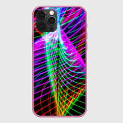 Чехол для iPhone 12 Pro Max Абстрактное множество неоновых лучей, цвет: 3D-малиновый