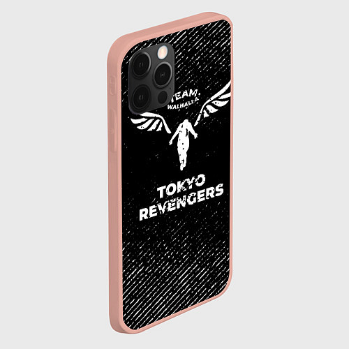 Чехол iPhone 12 Pro Max Tokyo Revengers с потертостями на темном фоне / 3D-Светло-розовый – фото 2