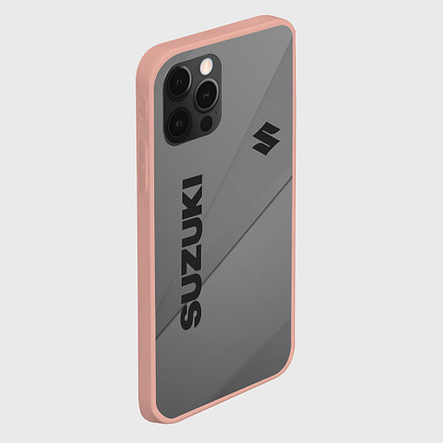 Чехол iPhone 12 Pro Max Suzuki - серая абстракция / 3D-Светло-розовый – фото 2