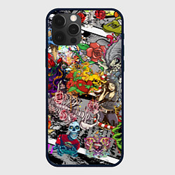 Чехол для iPhone 12 Pro Max Цветное граффити и татуировки, цвет: 3D-черный
