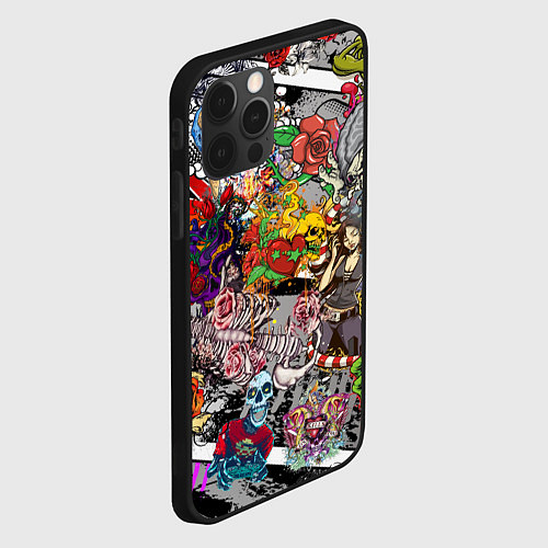 Чехол iPhone 12 Pro Max Цветное граффити и татуировки / 3D-Черный – фото 2
