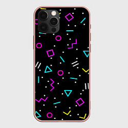 Чехол для iPhone 12 Pro Max Colored neon geometric shapes, цвет: 3D-светло-розовый