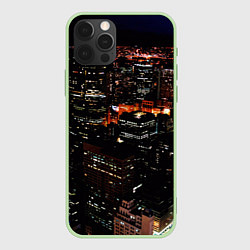 Чехол для iPhone 12 Pro Max Ночной город - вид с высоты, цвет: 3D-салатовый