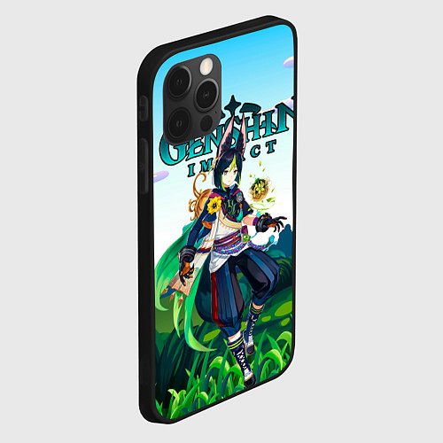 Чехол iPhone 12 Pro Max Тигнари Геншин импакт / 3D-Черный – фото 2