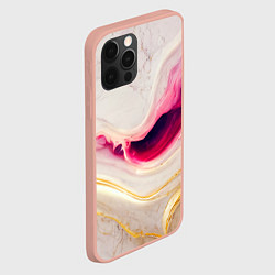 Чехол для iPhone 12 Pro Max Золотые и розовые мраморные узоры, цвет: 3D-светло-розовый — фото 2