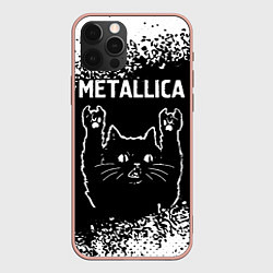 Чехол для iPhone 12 Pro Max Группа Metallica и рок кот, цвет: 3D-светло-розовый