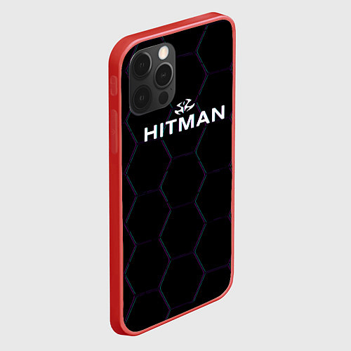 Чехол iPhone 12 Pro Max Hitman соты неон / 3D-Красный – фото 2