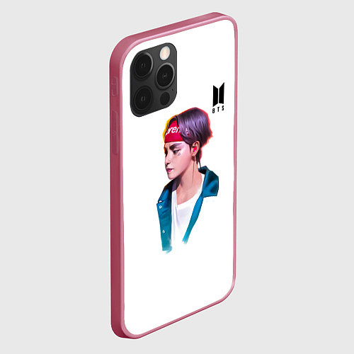 Чехол iPhone 12 Pro Max BTS Taehyung / 3D-Малиновый – фото 2