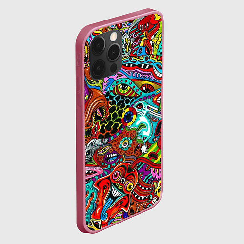 Чехол iPhone 12 Pro Max Радужная картина / 3D-Малиновый – фото 2