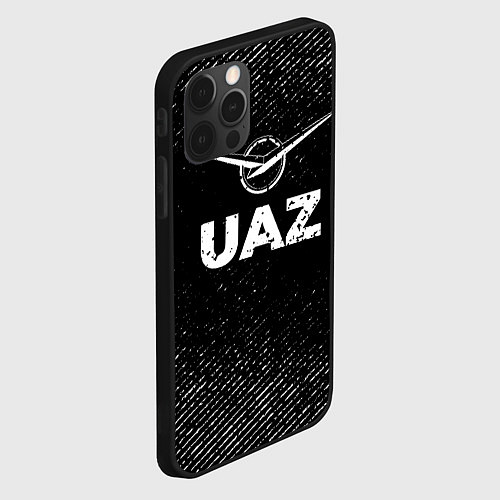 Чехол iPhone 12 Pro Max UAZ с потертостями на темном фоне / 3D-Черный – фото 2