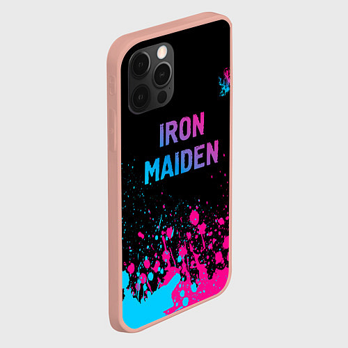 Чехол iPhone 12 Pro Max Iron Maiden - neon gradient: символ сверху / 3D-Светло-розовый – фото 2