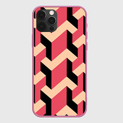 Чехол для iPhone 12 Pro Max Объемный геометрический узор geometry, цвет: 3D-малиновый
