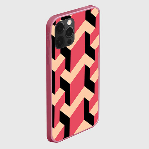 Чехол iPhone 12 Pro Max Объемный геометрический узор geometry / 3D-Малиновый – фото 2