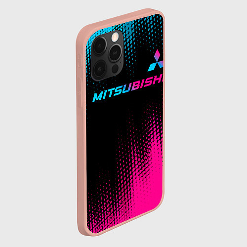 Чехол iPhone 12 Pro Max Mitsubishi - neon gradient: символ сверху / 3D-Светло-розовый – фото 2