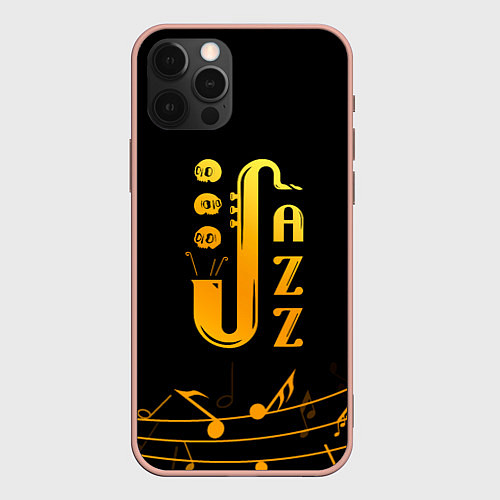 Чехол iPhone 12 Pro Max Jazz - ноты / 3D-Светло-розовый – фото 1