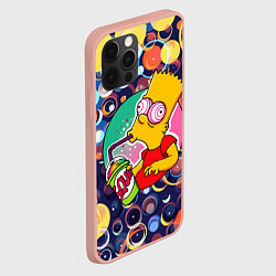 Чехол для iPhone 12 Pro Max Bart Simpson пьёт лимонад, цвет: 3D-светло-розовый — фото 2
