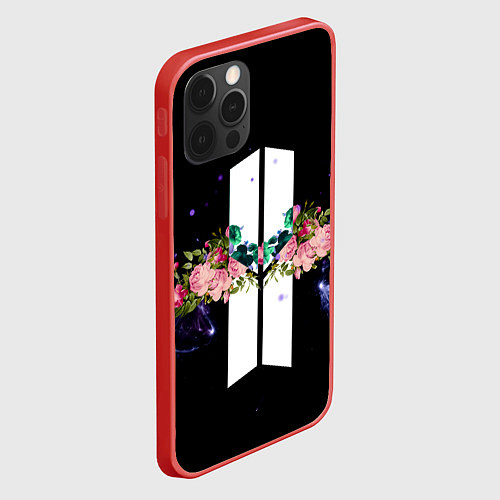 Чехол iPhone 12 Pro Max BTS Flowers In Space / 3D-Красный – фото 2