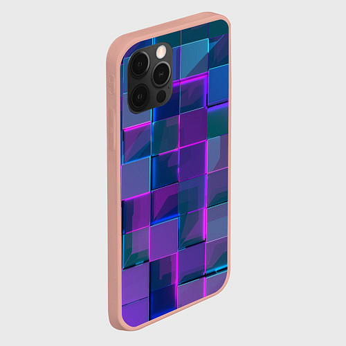 Чехол iPhone 12 Pro Max Неоновый киберпанк кубизм / 3D-Светло-розовый – фото 2