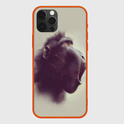 Чехол для iPhone 12 Pro Max Удивленная обезьяна, цвет: 3D-красный
