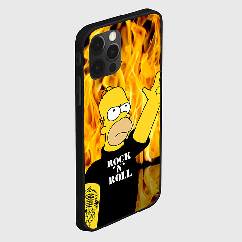 Чехол iPhone 12 Pro Max Homer Simpson - Rock n Roll! / 3D-Черный – фото 2