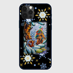 Чехол для iPhone 12 Pro Max Новый год белка с бельчатами, цвет: 3D-черный