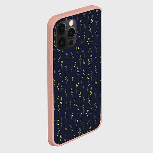 Чехол iPhone 12 Pro Max Травинки и листочки / 3D-Светло-розовый – фото 2