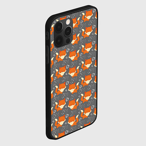 Чехол iPhone 12 Pro Max Веселые лисички / 3D-Черный – фото 2