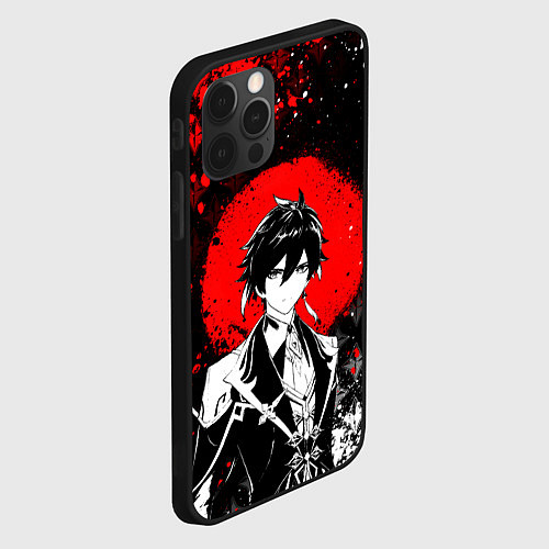 Чехол iPhone 12 Pro Max Джун Ли - Мрачный геншин / 3D-Черный – фото 2