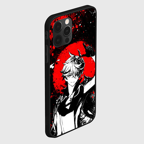 Чехол iPhone 12 Pro Max Тарталья - Мрачный геншин / 3D-Черный – фото 2