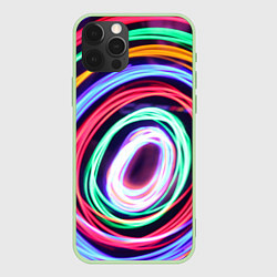 Чехол для iPhone 12 Pro Max Кругообразные абстрактные лучи, цвет: 3D-салатовый