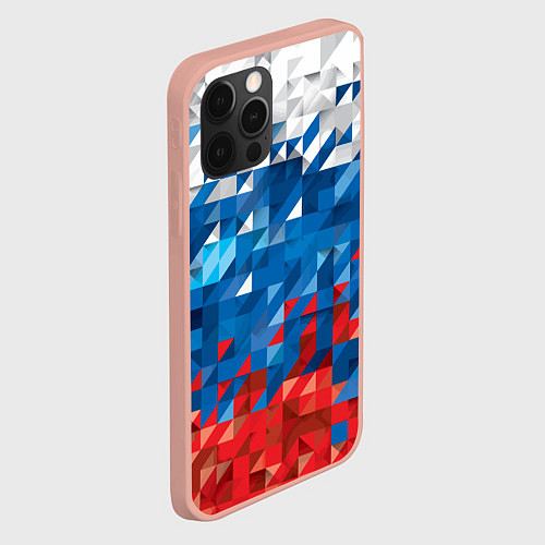 Чехол iPhone 12 Pro Max Полигональный флаг России! / 3D-Светло-розовый – фото 2