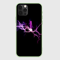 Чехол для iPhone 12 Pro Max Сверкающая молния во тьме, цвет: 3D-салатовый
