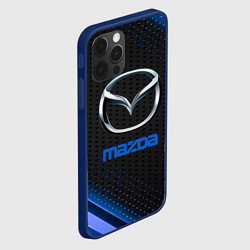 Чехол iPhone 12 Pro Max Mazda Абстракция карбон / 3D-Тёмно-синий – фото 2