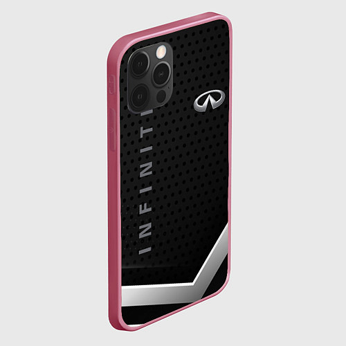 Чехол iPhone 12 Pro Max Infiniti абстракция карбон / 3D-Малиновый – фото 2