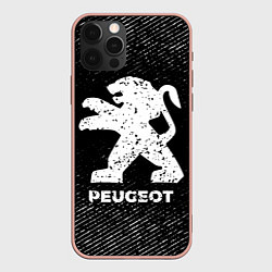 Чехол для iPhone 12 Pro Max Peugeot с потертостями на темном фоне, цвет: 3D-светло-розовый