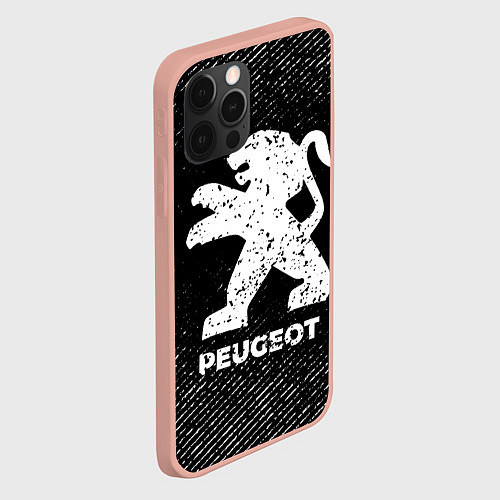 Чехол iPhone 12 Pro Max Peugeot с потертостями на темном фоне / 3D-Светло-розовый – фото 2
