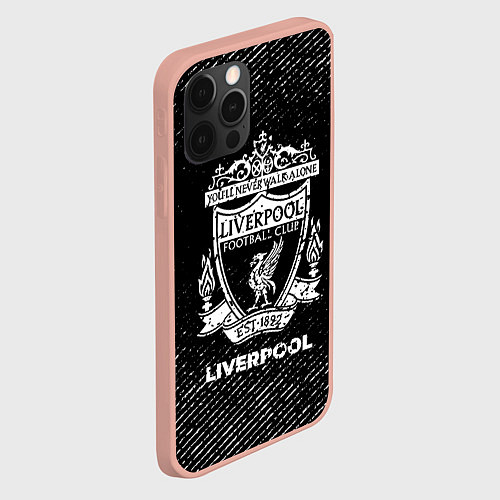 Чехол iPhone 12 Pro Max Liverpool с потертостями на темном фоне / 3D-Светло-розовый – фото 2