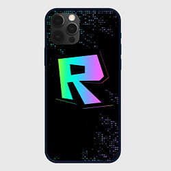 Чехол для iPhone 12 Pro Max Roblox logo neon, цвет: 3D-черный
