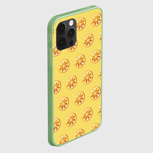 Чехол iPhone 12 Pro Max Апельсин Паттерн - Желтая версия / 3D-Салатовый – фото 2