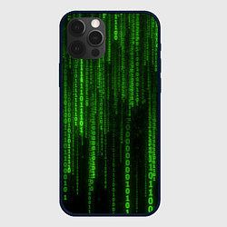 Чехол для iPhone 12 Pro Max Двоичный код зеленый, цвет: 3D-черный