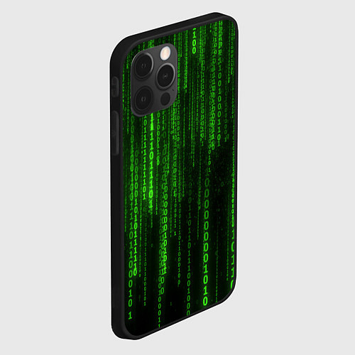 Чехол iPhone 12 Pro Max Двоичный код зеленый / 3D-Черный – фото 2
