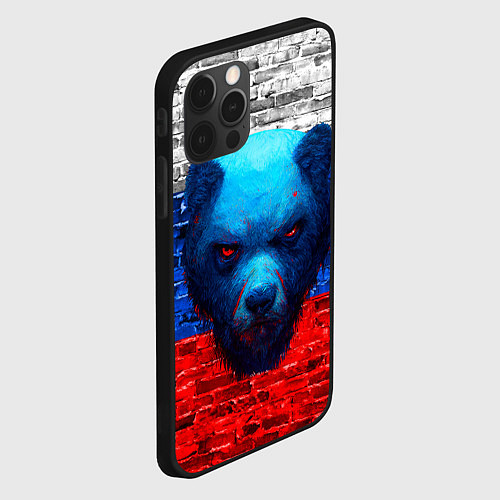 Чехол iPhone 12 Pro Max Русский медведь арт / 3D-Черный – фото 2